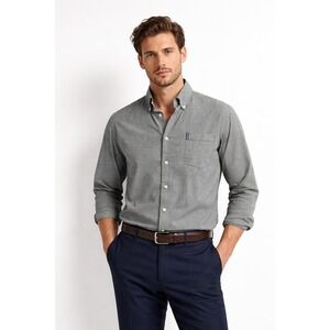 Barbour Tailored Fit Gingham Button Down Shirt Men's XL Black White Long Sleeve